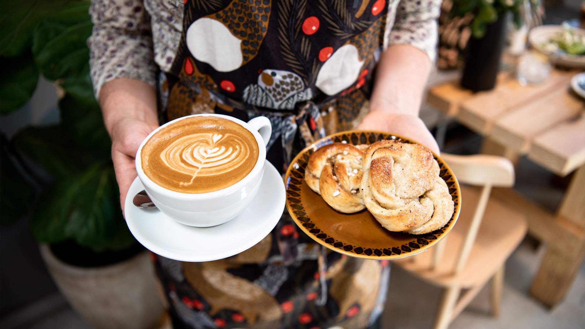 Coffee and cardamom buns at Funkis Köket cafe in Paddington, Sydney.