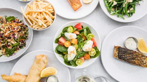 A selection of dishes at Love Fish - seafood restaurant in Sydney.