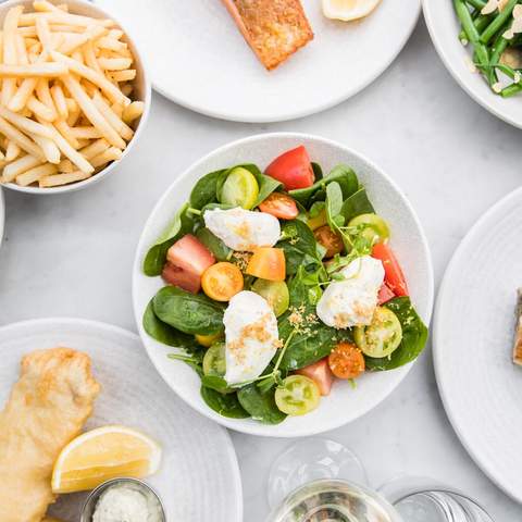 A selection of dishes at Love Fish - seafood restaurant in Sydney.