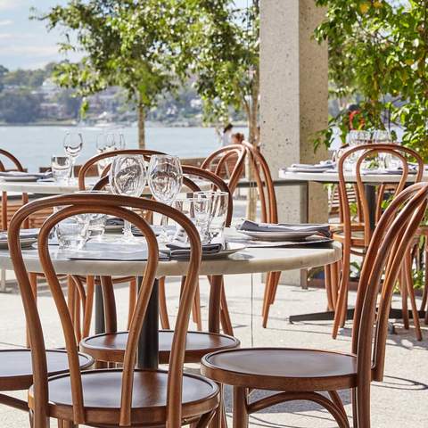 Outdoor dining at Love Fish - a seafood restaurant in Sydney.