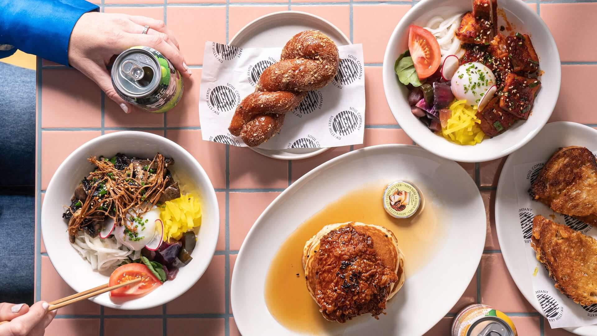 A selection of breakfast dishes at SOUL Deli Surry Hills. Home to some of the best breakfast in Sydney.