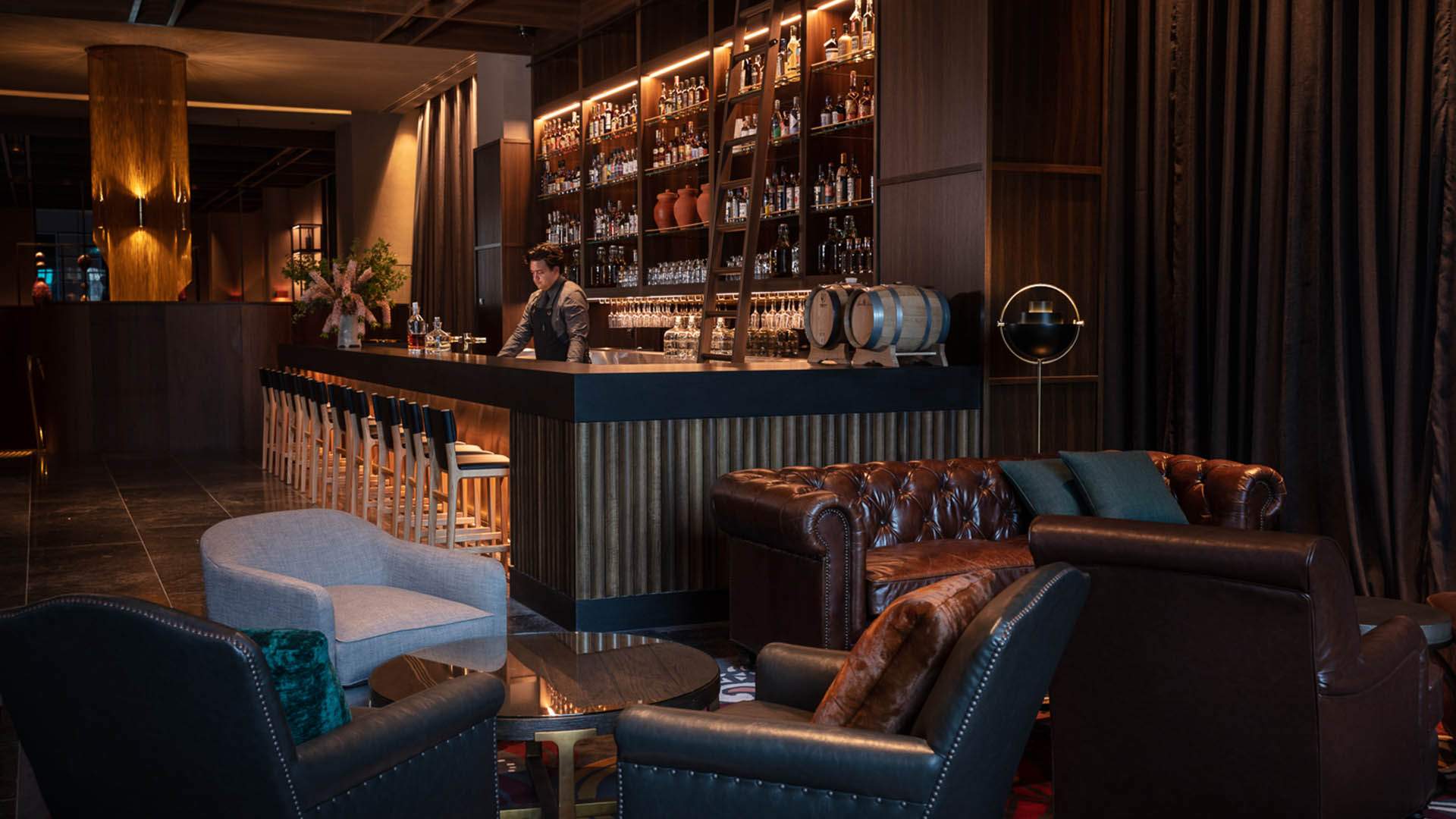 Whisky bar at Next Hotel - one of the best hotels in Melbourne.