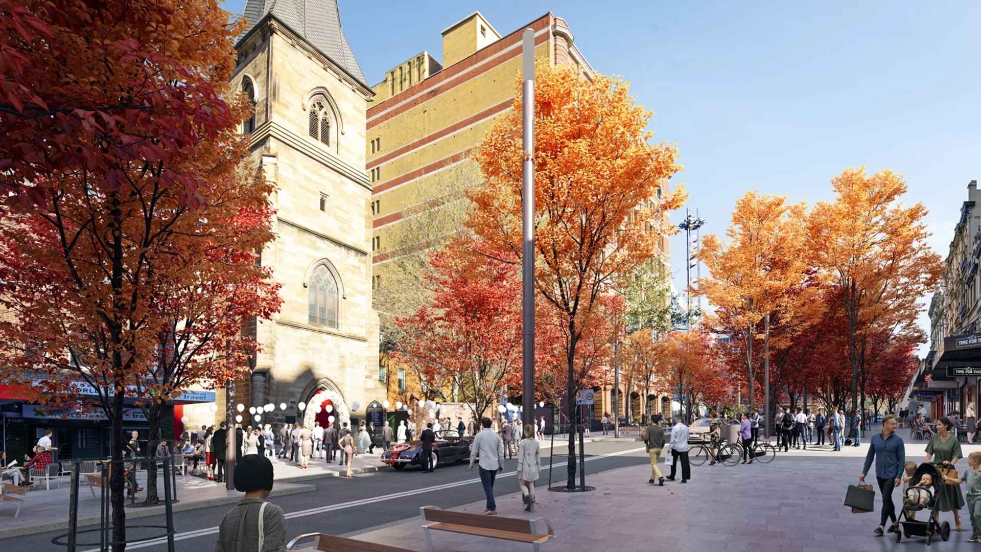 23rd December 2018, Sydney NSW Australia : Streetview of George street with  people walking on tram rails in Sydney NSW Australia Stock Photo - Alamy