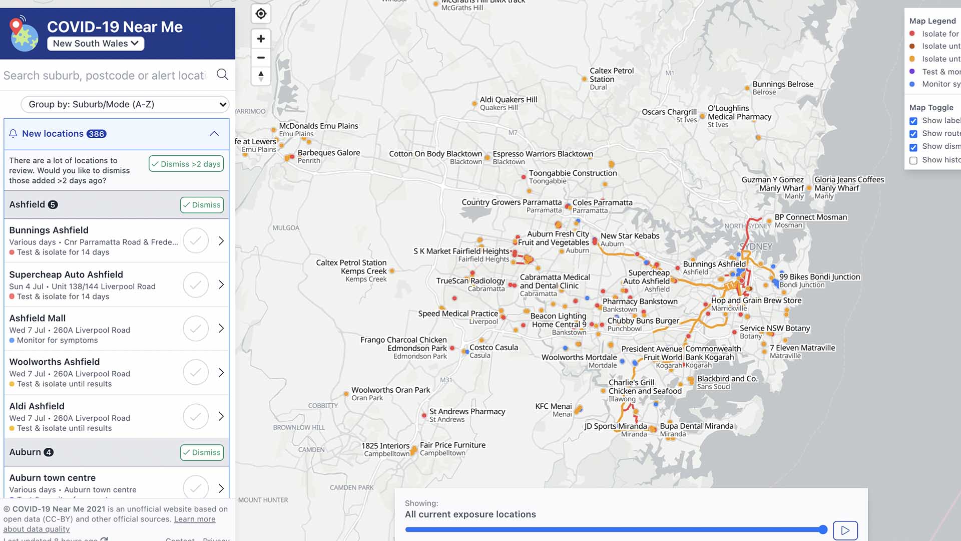 This Interactive Map Shows Covid 19 Case Alerts For Nsw Venues Concrete Playground