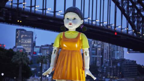 The Creepy 'Red Light, Green Light' Doll From 'Squid Game' Is Towering Over the Harbour This Weekend