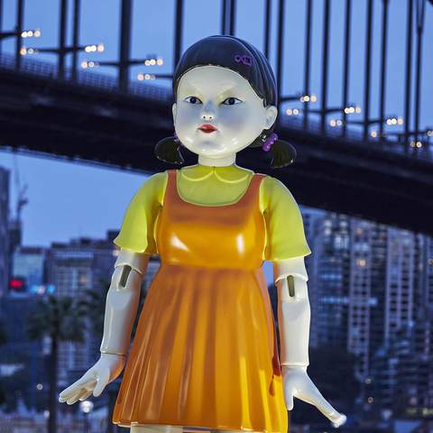 The Creepy 'Red Light, Green Light' Doll From 'Squid Game' Is Towering Over the Harbour This Weekend