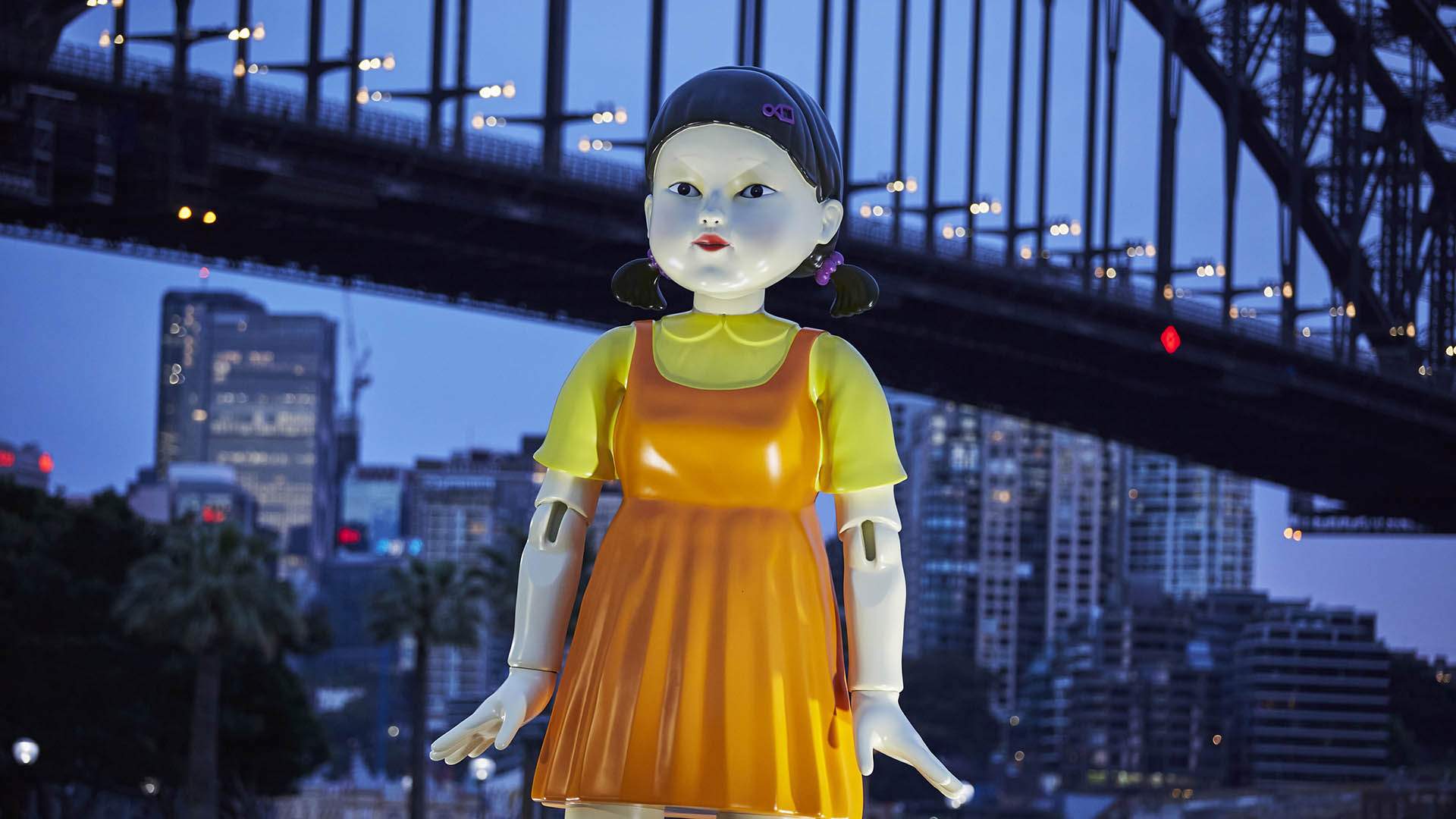 The Creepy 'Red Light, Green Light' Doll From 'Squid Game' Is Towering Over the Harbour This Weekend