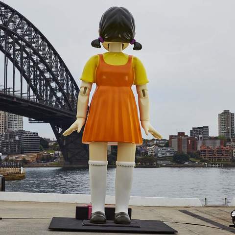 The Creepy 'Red Light, Green Light' Doll From 'Squid Game' Is Towering Over the Harbour This Weekend