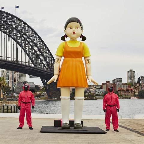 The Creepy 'Red Light, Green Light' Doll From 'Squid Game' Is Towering Over the Harbour This Weekend