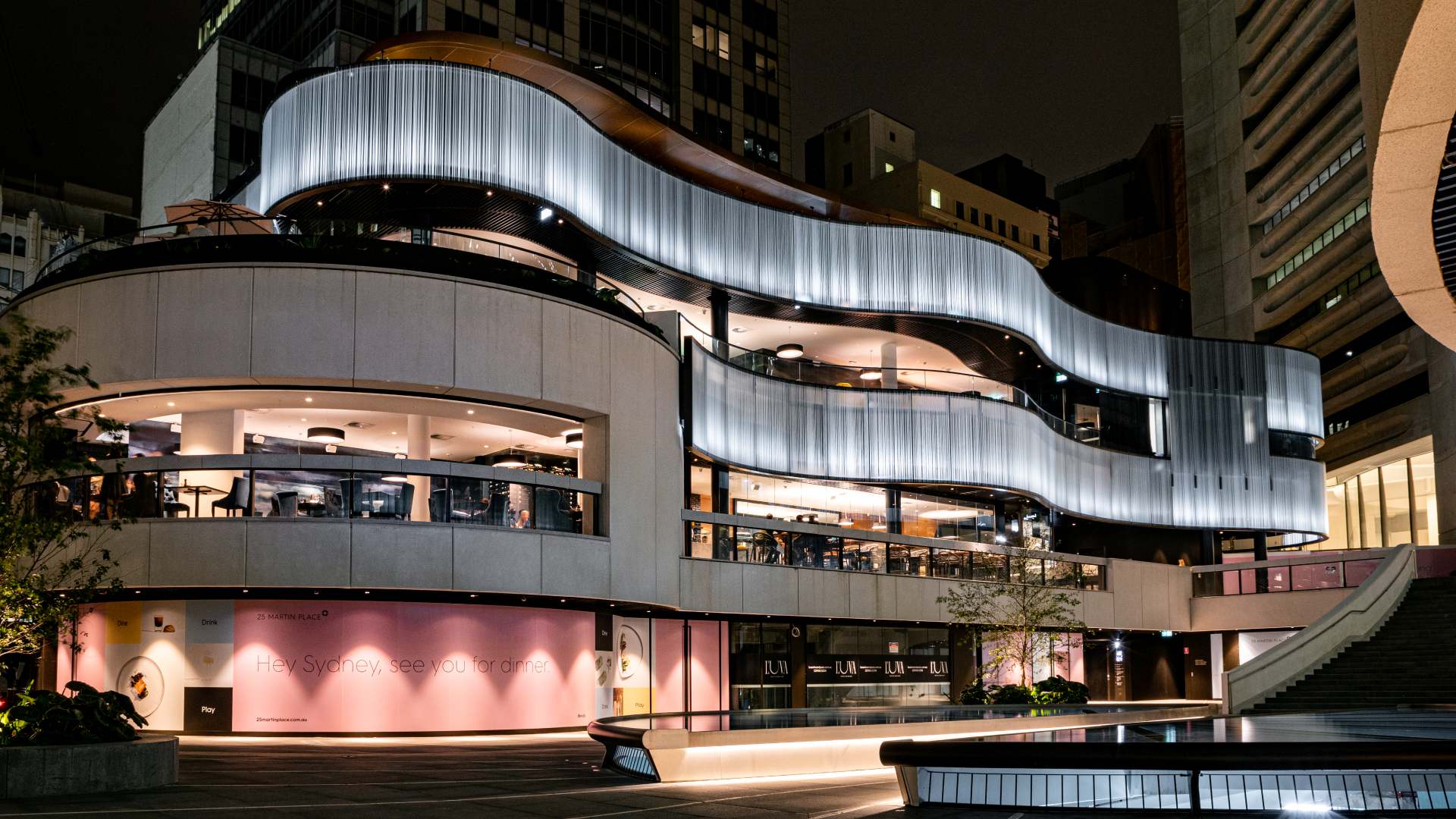 the exterior of Botswana Butchery in Sydney - at night