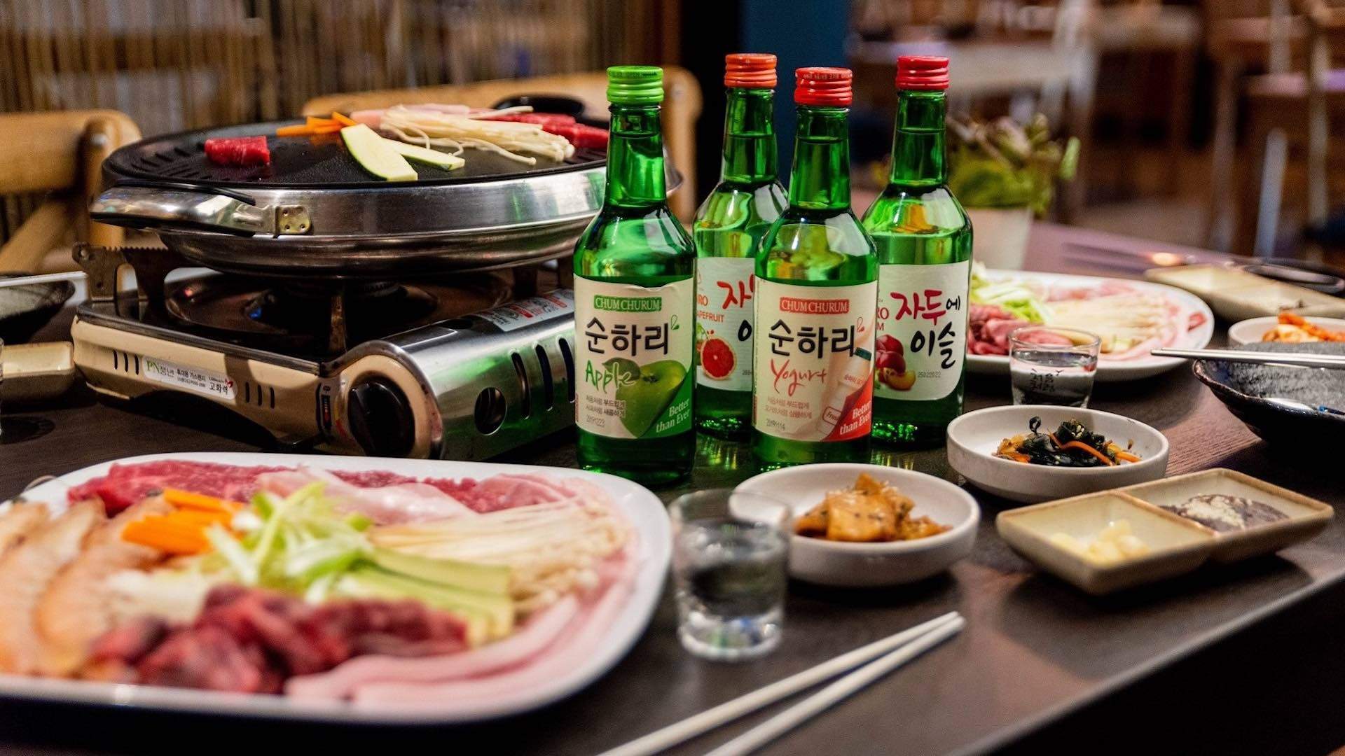 Korean barbecue and soju