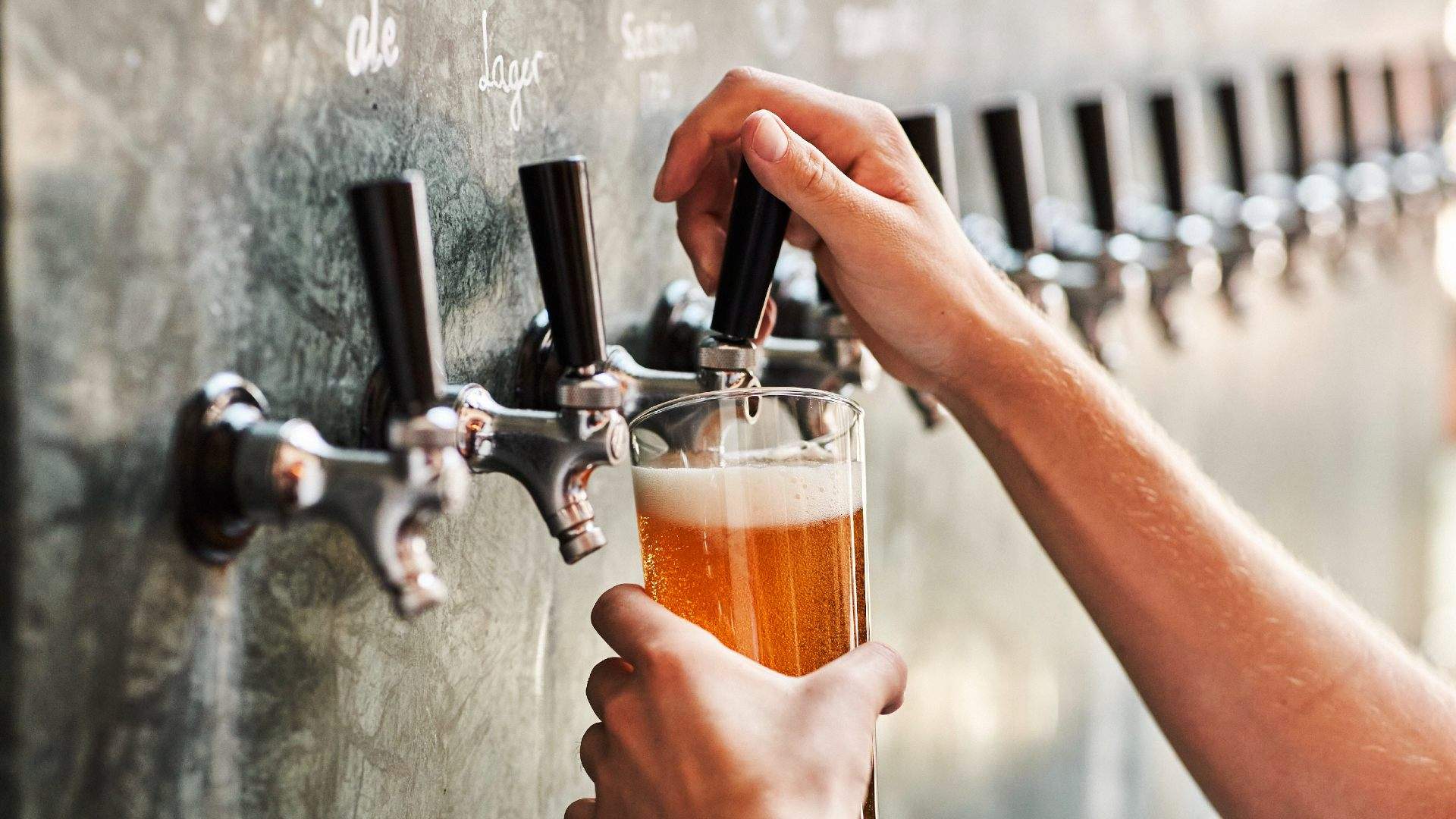 A tap beer being poured