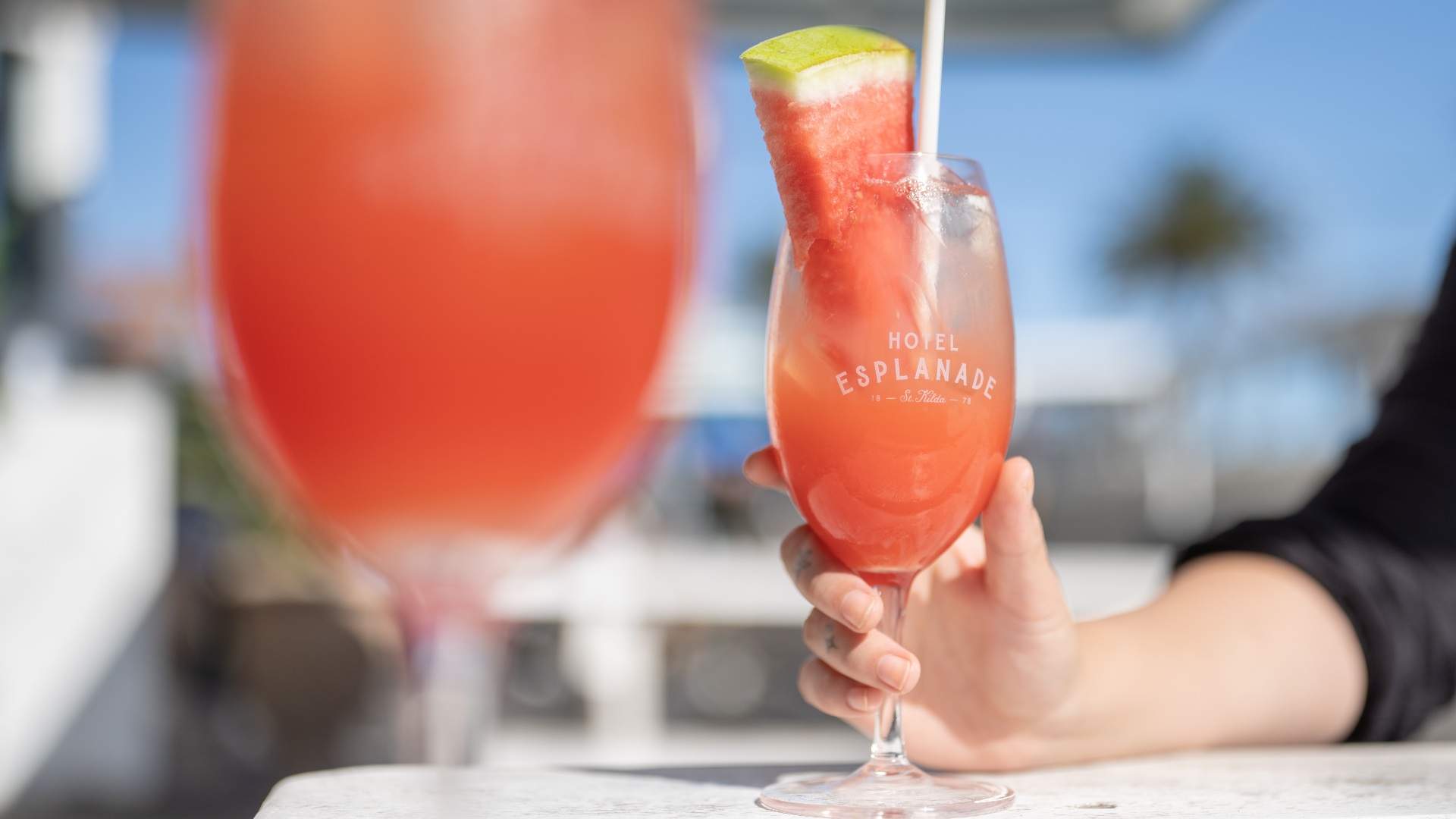 A pink watermelon spritz