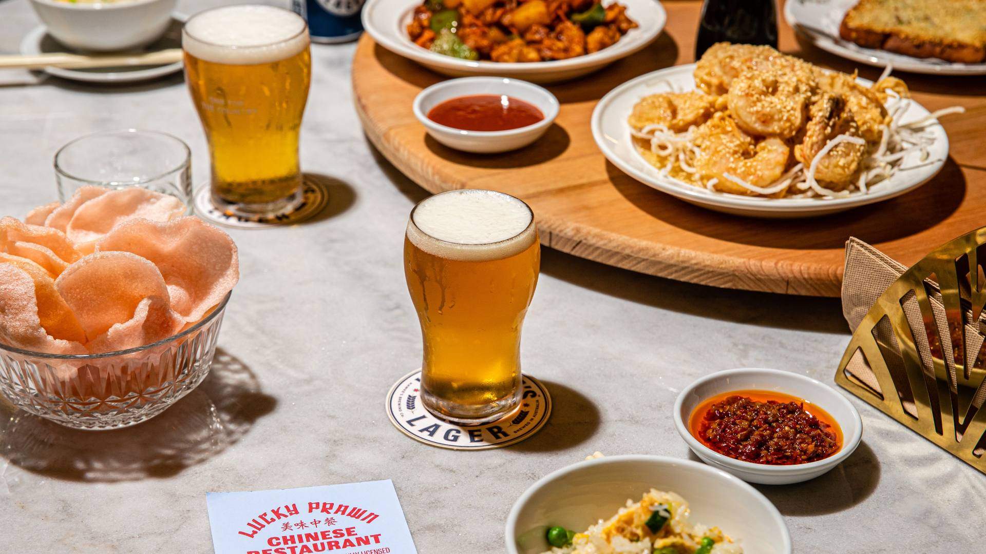 A selection of beers and Chinese dishes at The Bob Hawke Beer & Leisure Centre in Sydney