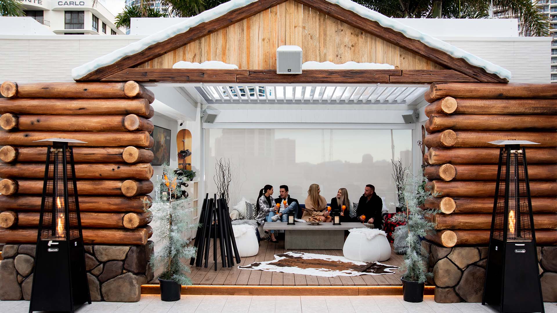 The Gold Coast's Rooftop Beach Club Is Turning Into a Snowy Alpine Lodge with Ice Skating Again This Winter