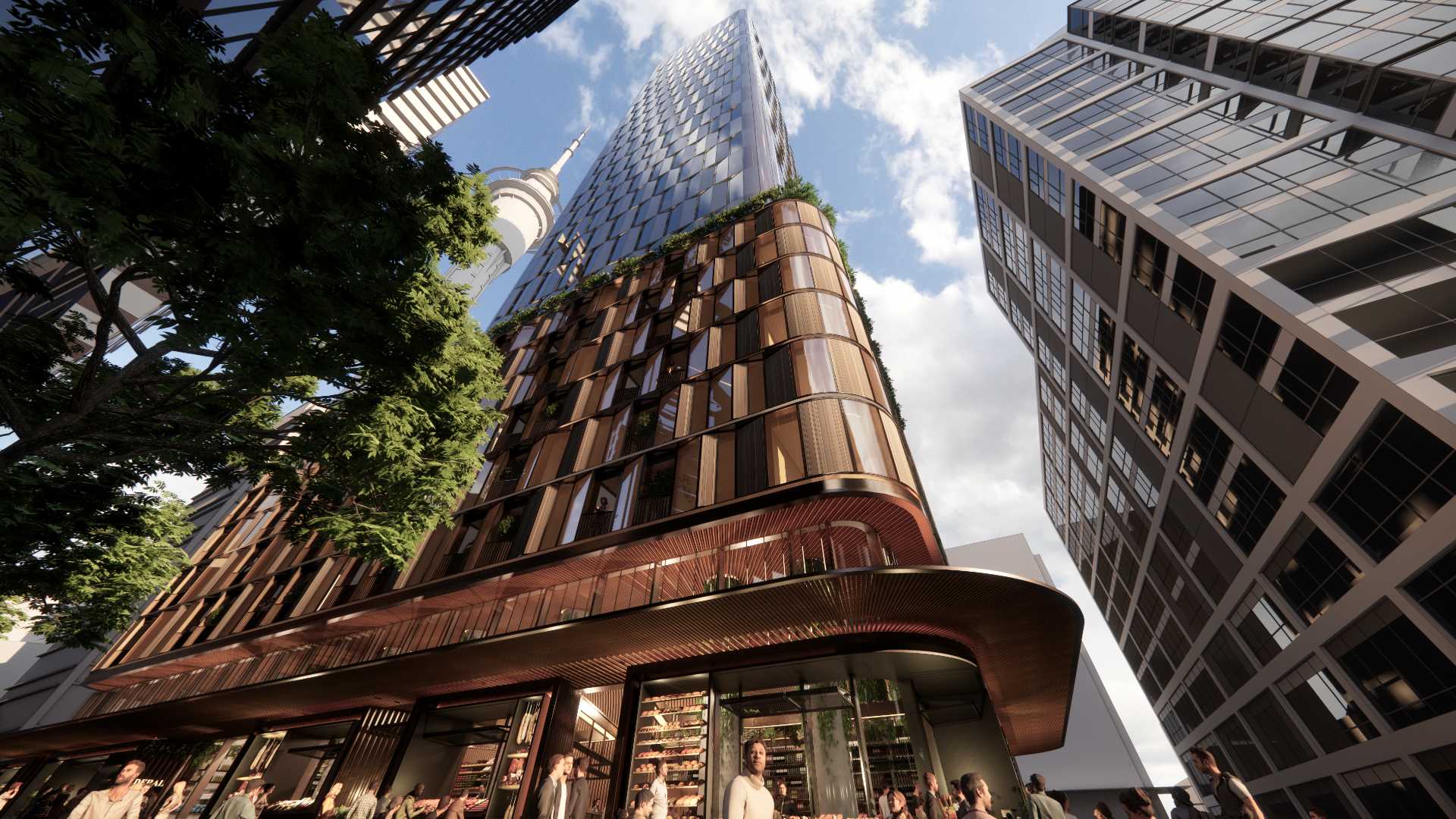 A New High-Rise Apartment Building With a Ground Floor Food Market Is Coming to Auckland