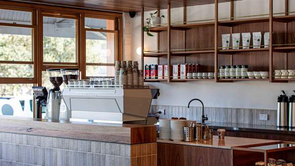 Coffee machine and cafe bar scene at Convoy cafe in Moonee Ponds..