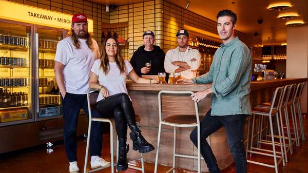 The team at the bar at Curly Lewis Brewing Co in Bondi, Sydney.
