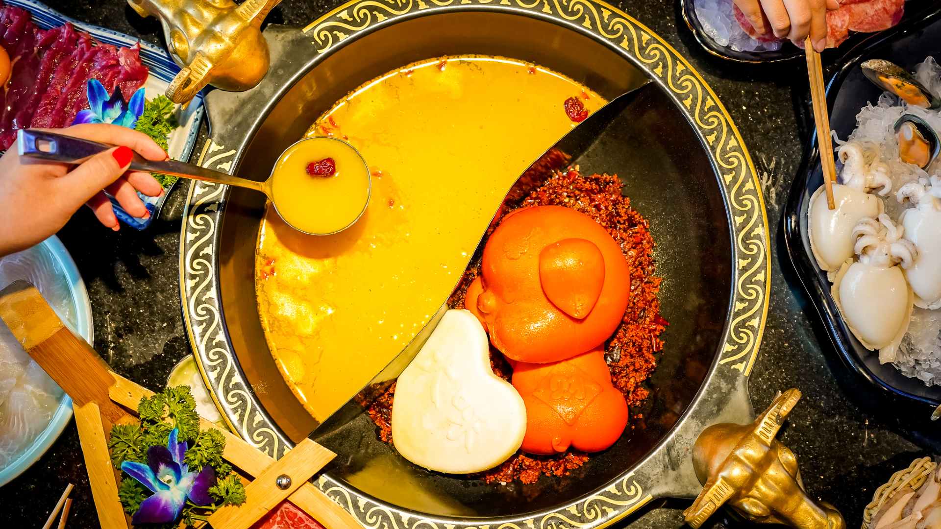 the view of a hotpot from above at David's Hotpot - one of the best restaurants in Melbourne