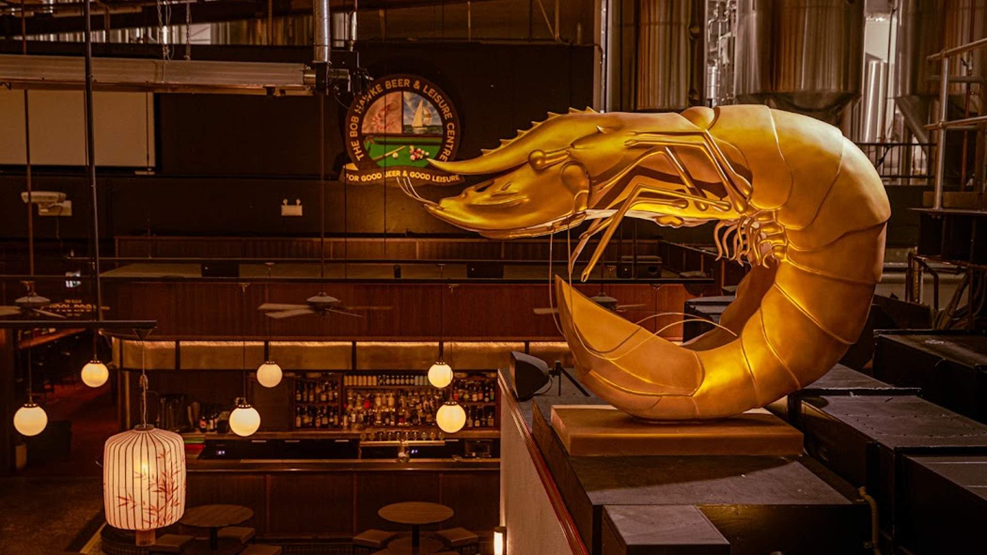 Hawke's Has Unveiled Shane Prawn, a 120-Kilogram Golden Prawn Towering Over Its Marrickville Brewery