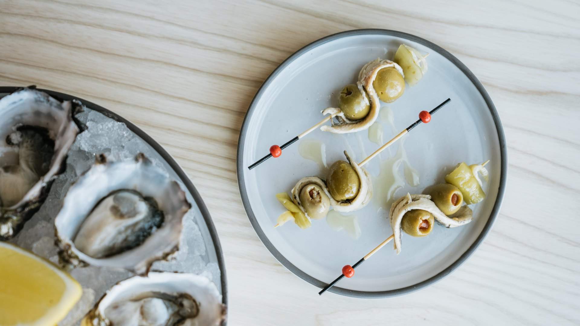 olives and oysters at Stokehouse Pasta & Bar - home to some of the best past in Melbourne