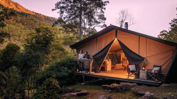 Nightfall in Queensland - one of the best places to go glamping in Australia.