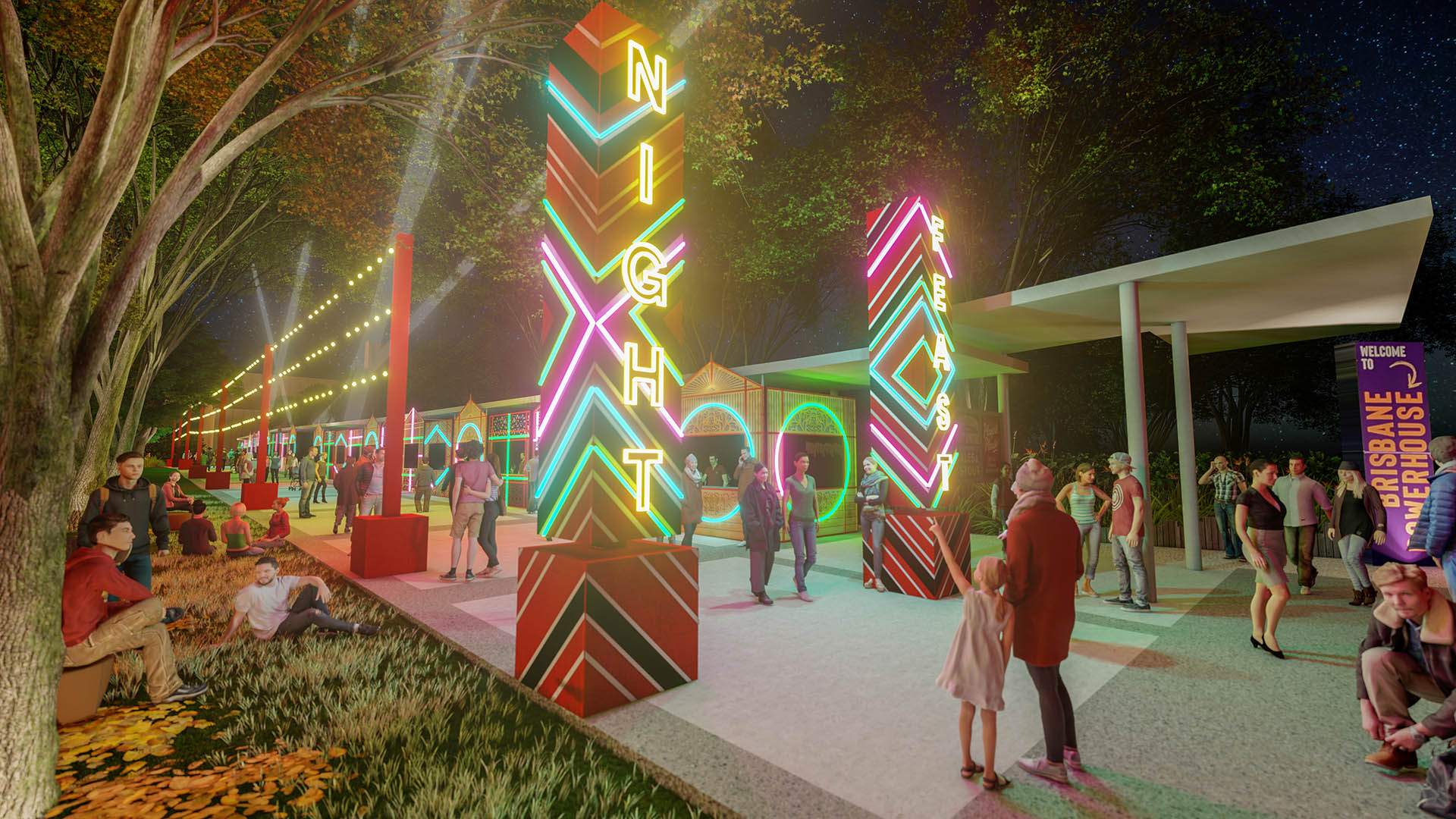 Brisbane Powerhouse's NeonLit Night Feast Food Market Has Unveiled Its