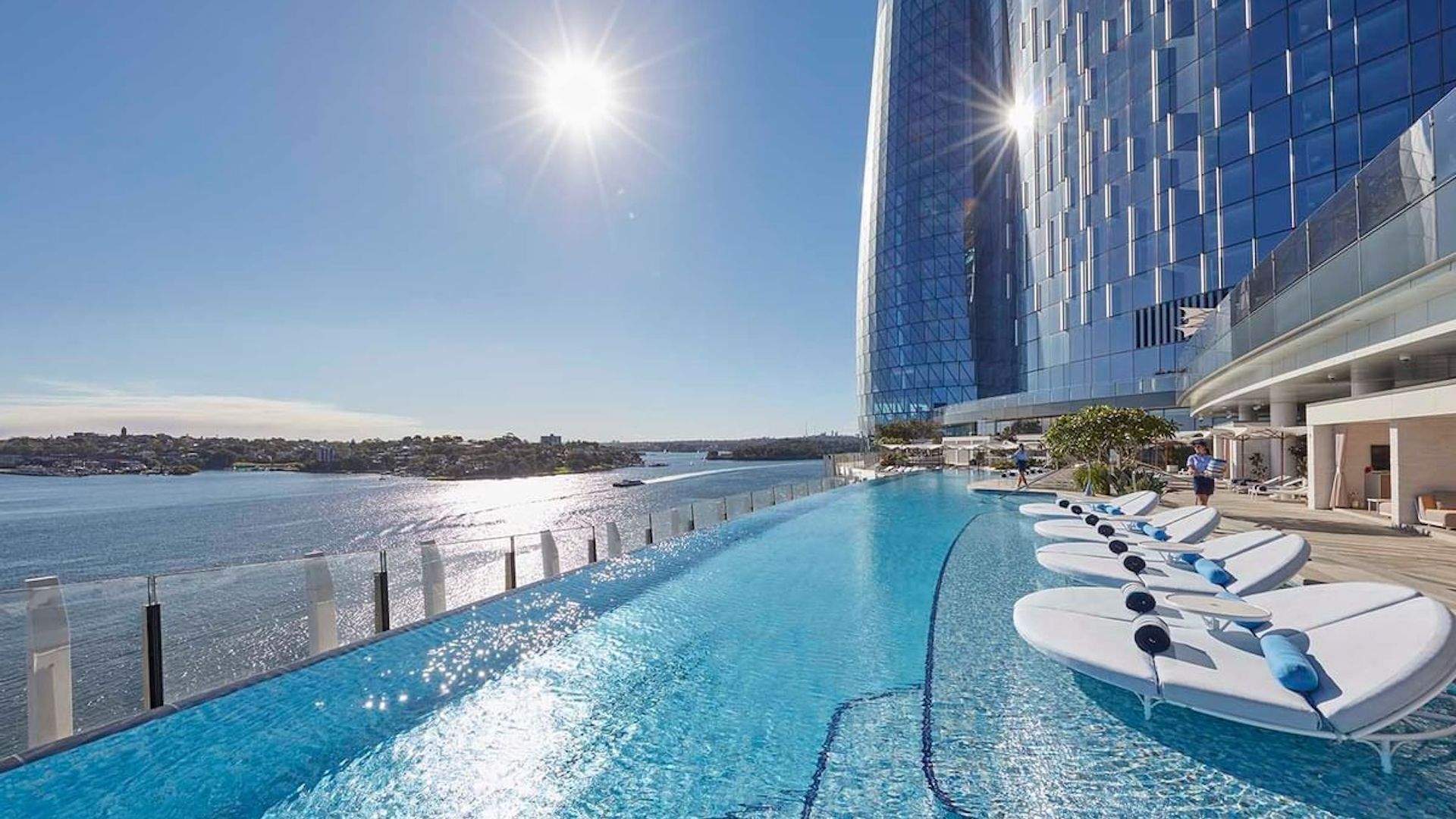 The rooftop Pool at Crown Towers in Sydney.