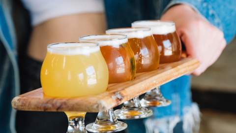 A flight of beers at Sauce Brewing Co in Marrickville, Sydney.