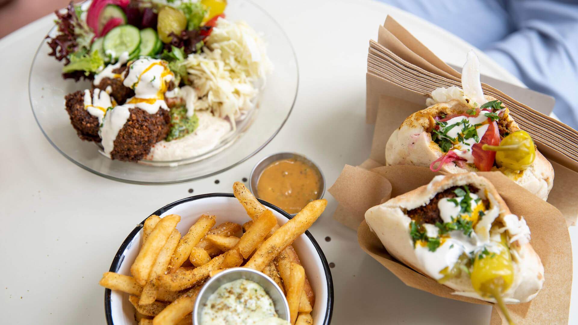 falafel wraps and hot chips at queen ester in newport - one of the best cafes in Sydney