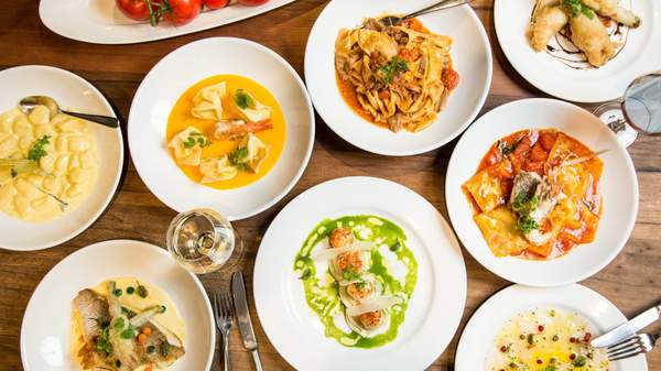 Table full of dishes at Machiavelli Ristorante — Italian restaurant in Sydney