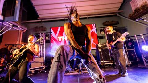 Photo of trio of musicians performing at BIGSOUND festival.