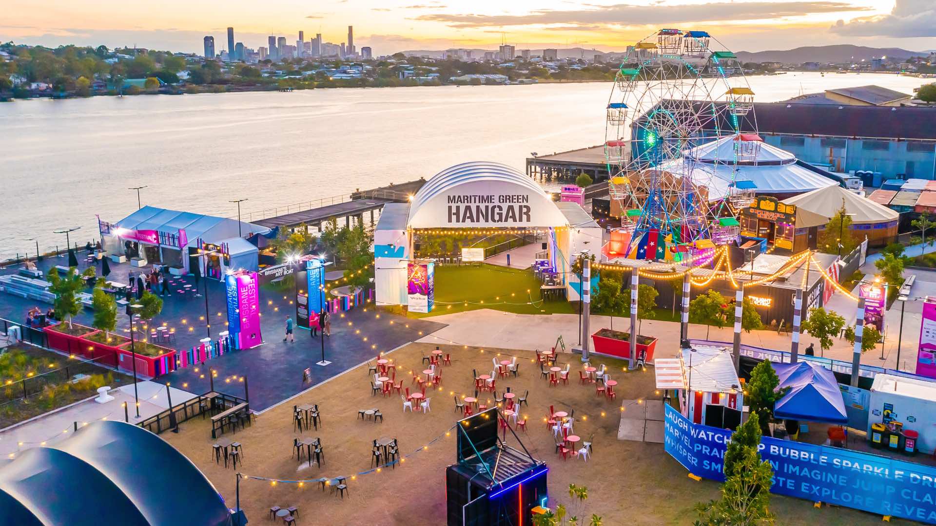 Photo of Brisbane Festival set up at Maritime Green at Northshore Brisbane.