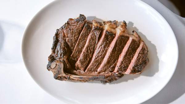 A sliced steak on a plate at SK Steak & Oyster in Brisbane