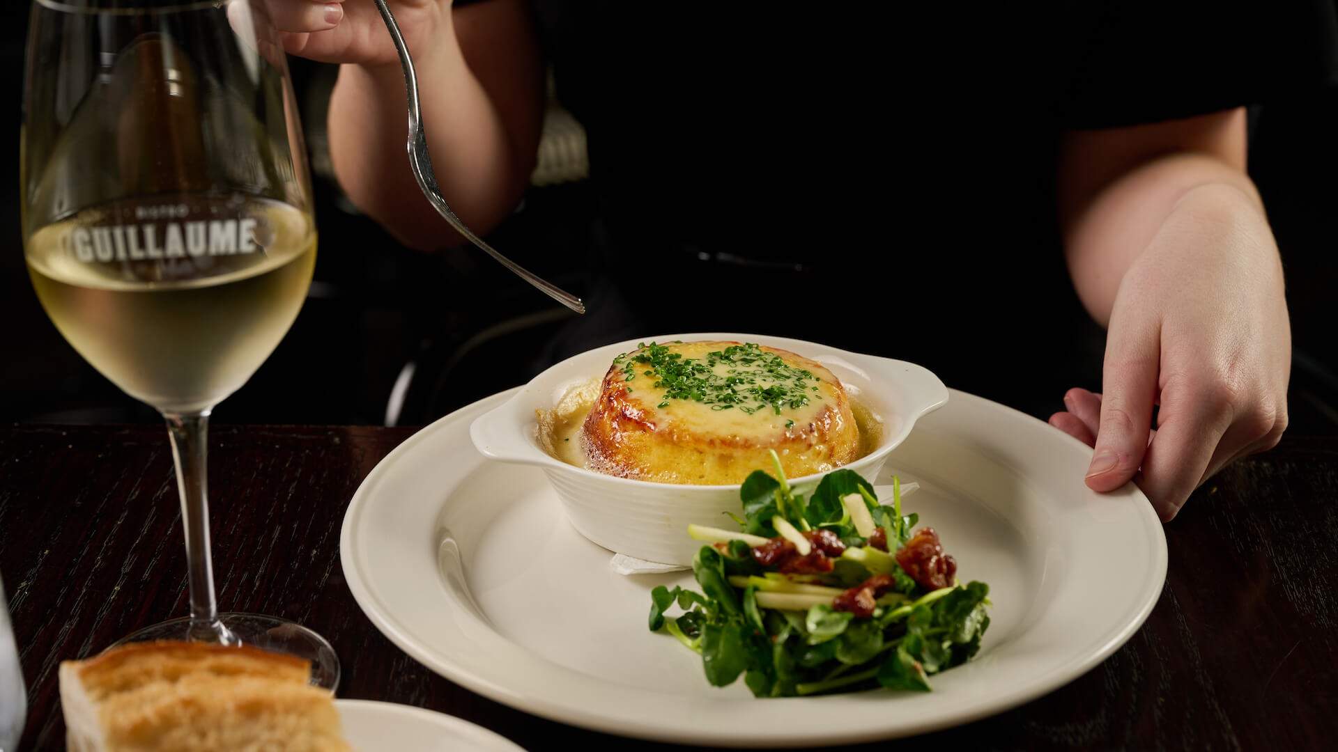 Cheese souffle at Bistro Guillaume in Crown - French restaurant Melbourne. 