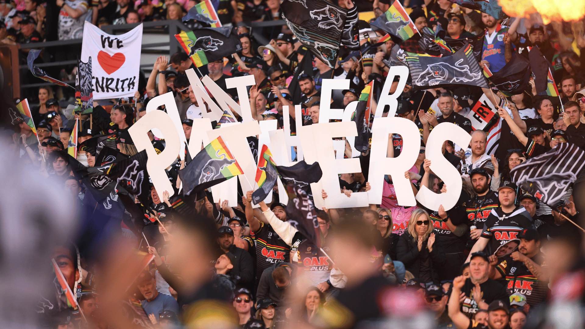 Penrith Panthers fans in the stands.