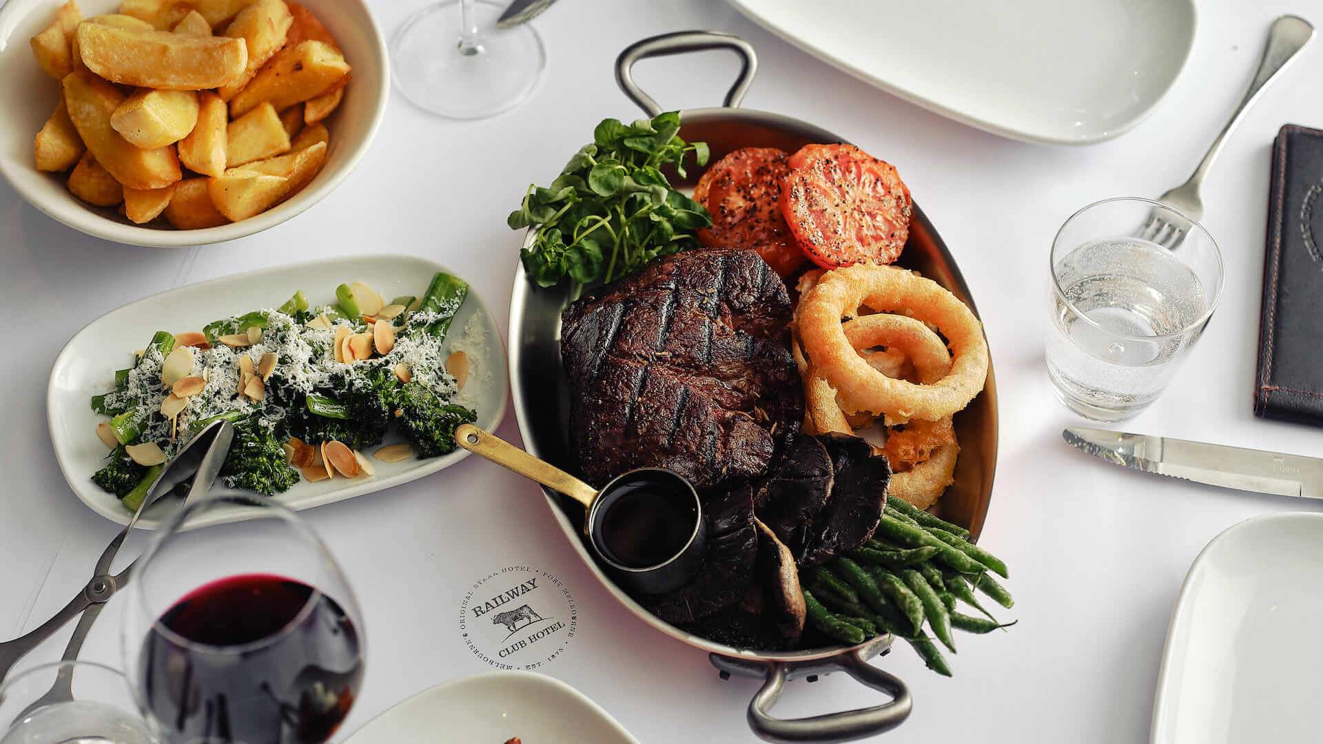 Steak and chips at Railway Club Hotel - Melbourne