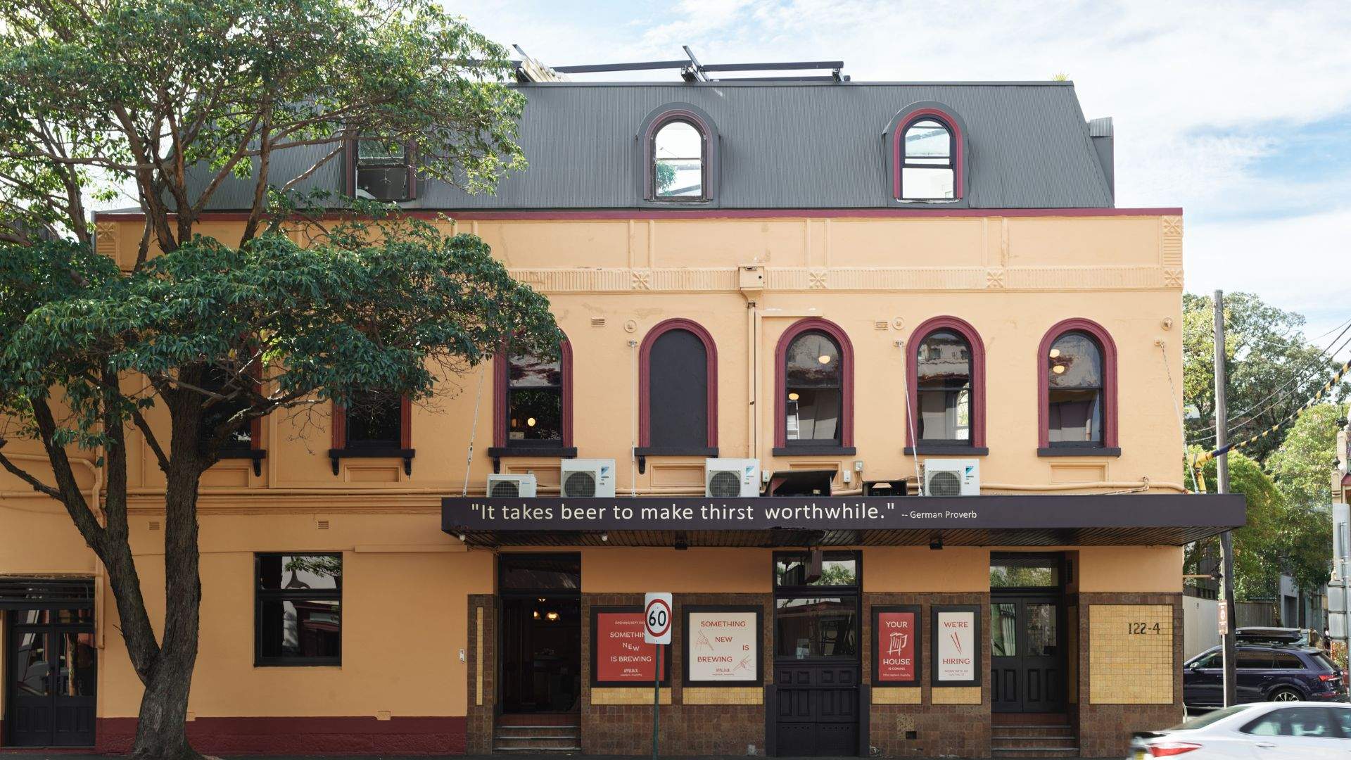 The Taphouse's restored exterior — located on Flinders Street, Darlinghurst.