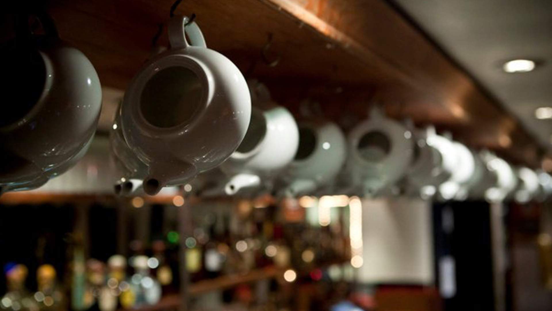 Teapots line the roof at World Bar in Sydney's Kings Cross