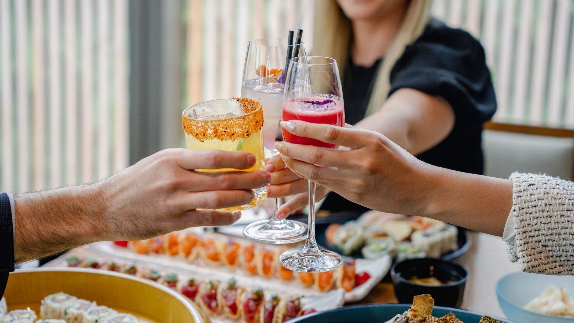 Sushi and drinks available for Nobu's all-you-can-eat lunch offering.