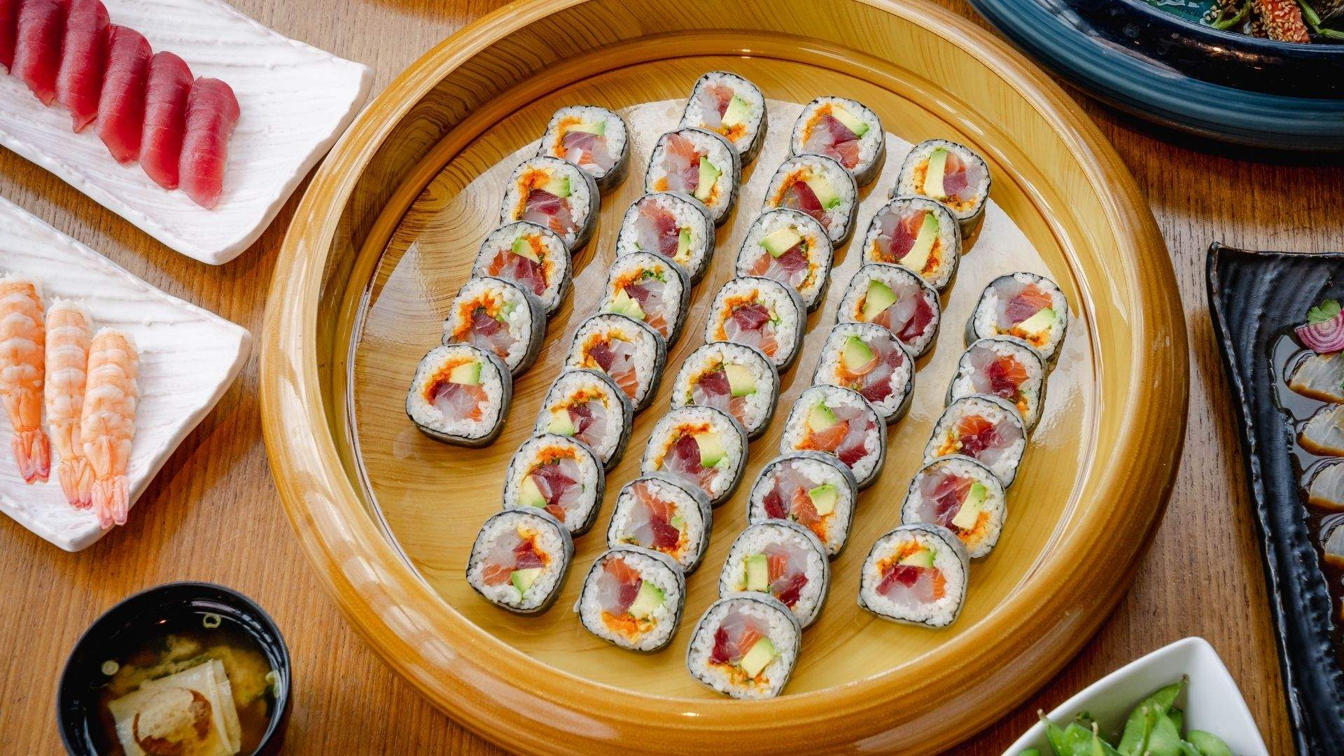 Sushi tray available for Nobu's all-you-can-eat lunch offering. 