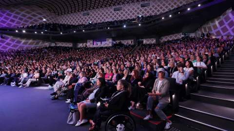 Attendees watch on during the 'Spotlight on Blossom Films' feature session at SXSW Sydney.