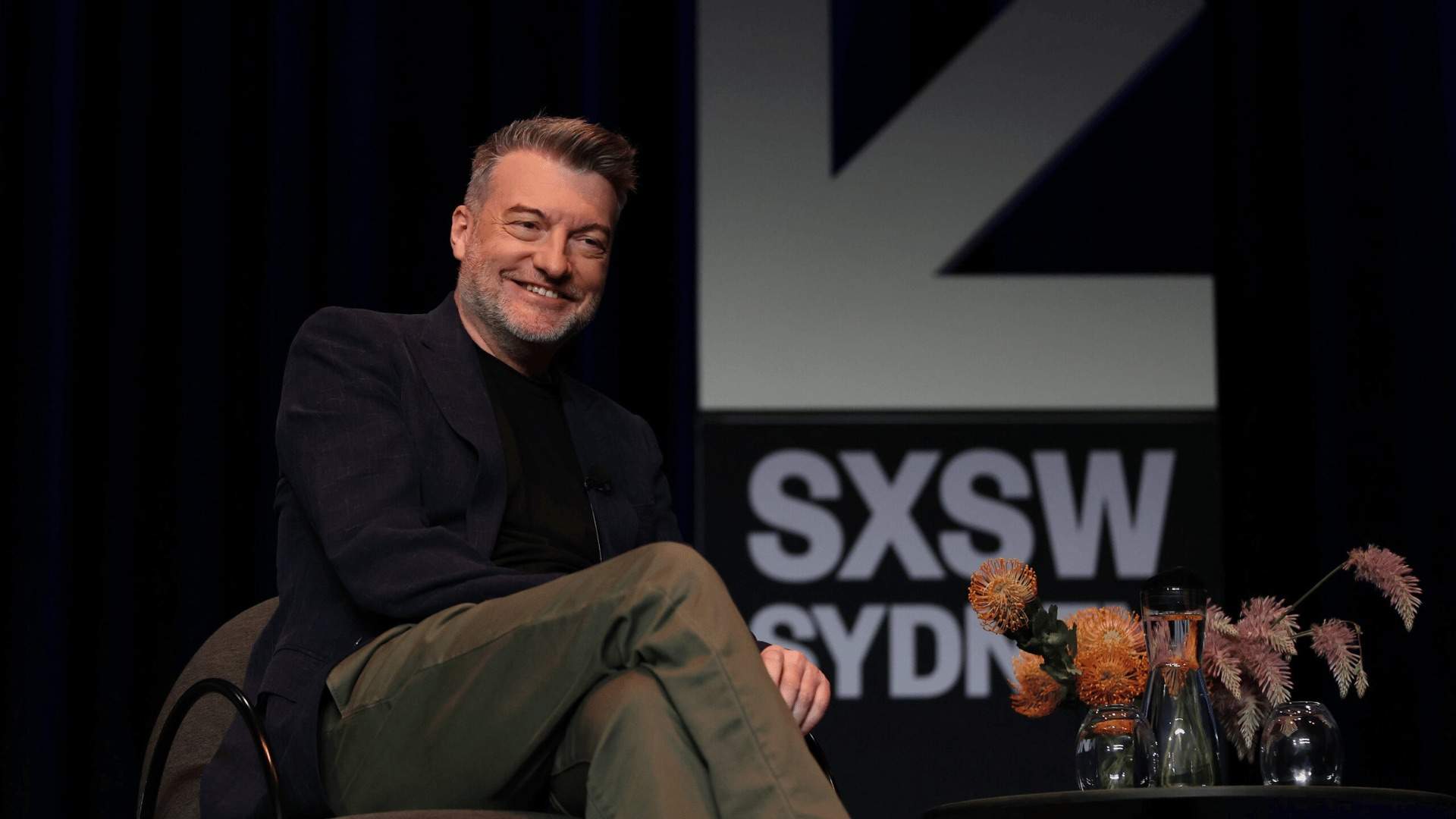 Charlie Brooker during his keynote session at SXSW Sydney.