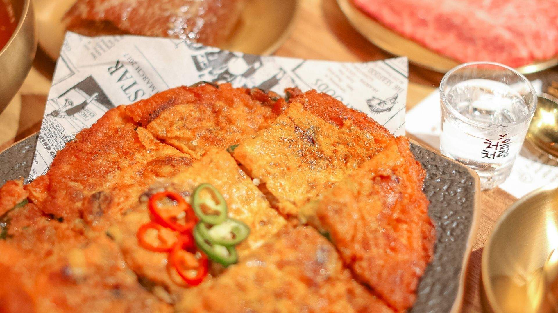 A seafood pancake from the menu of Darling Square's 789 Korean BBQ.