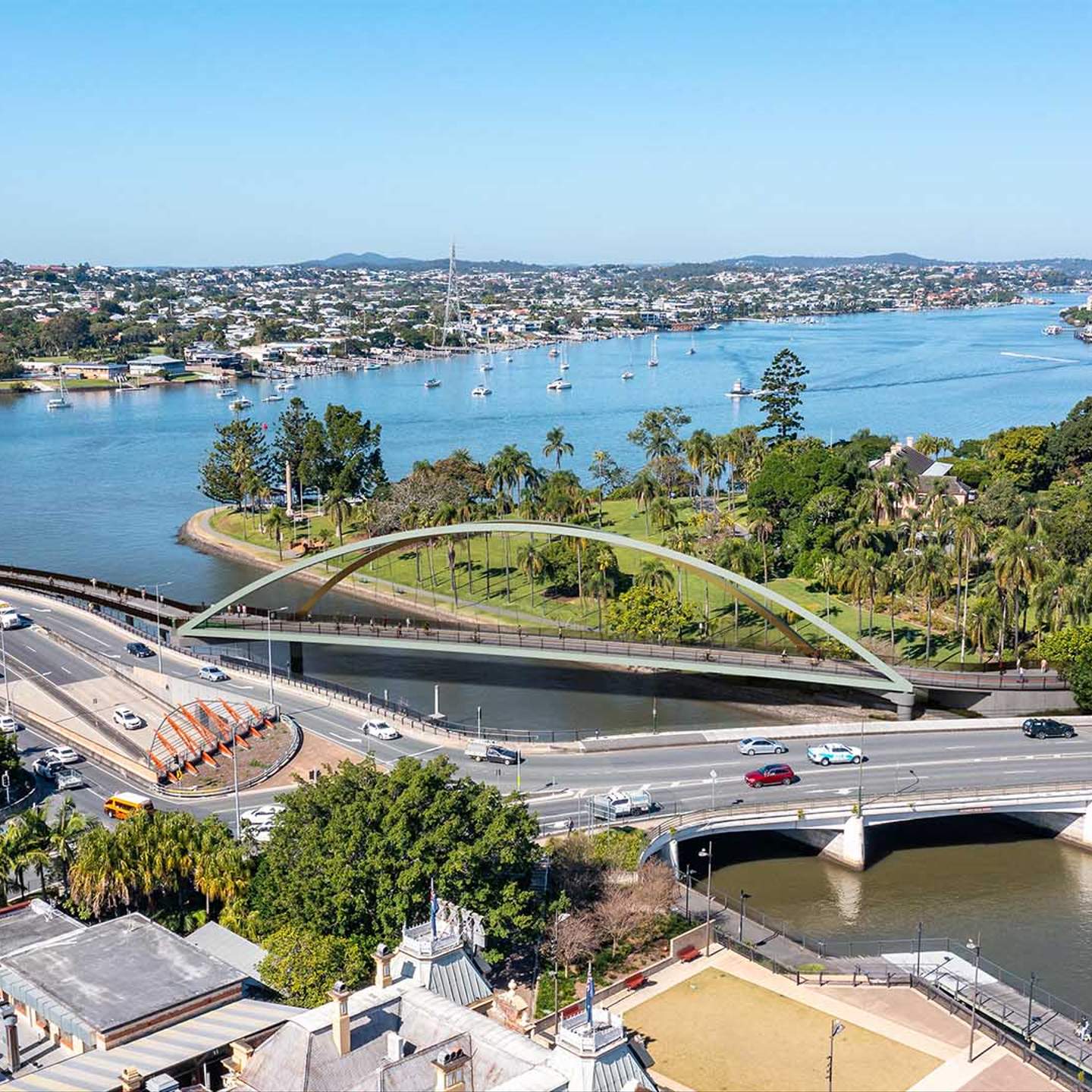 Breakfast Creek's New Green Bridge Connecting to Kingsford Smith