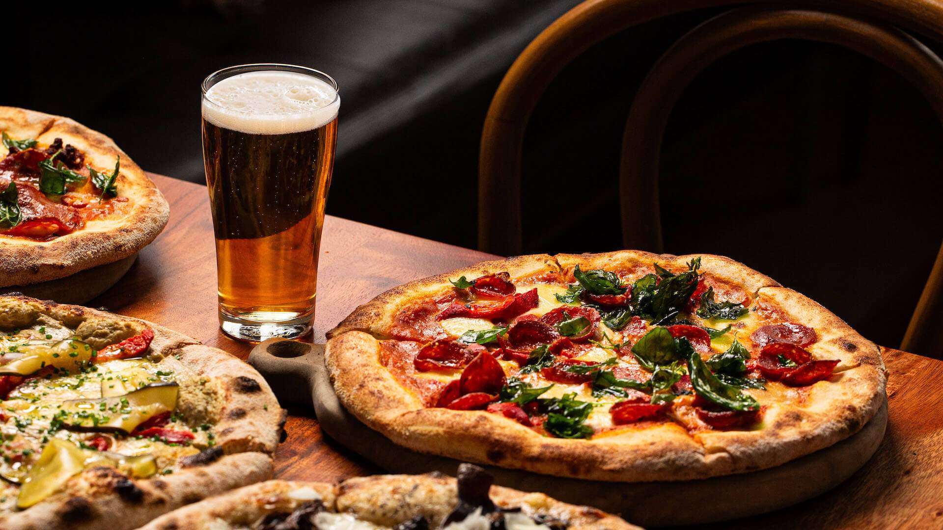 Pizza and beers at Craft & Co brewer and distillery in Preston