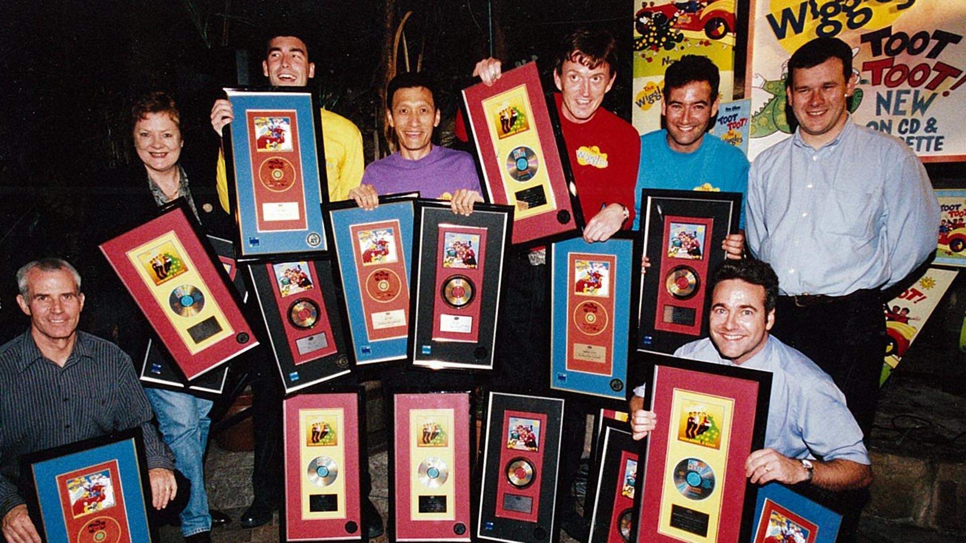 Three original Wiggles to hang up their skivvies