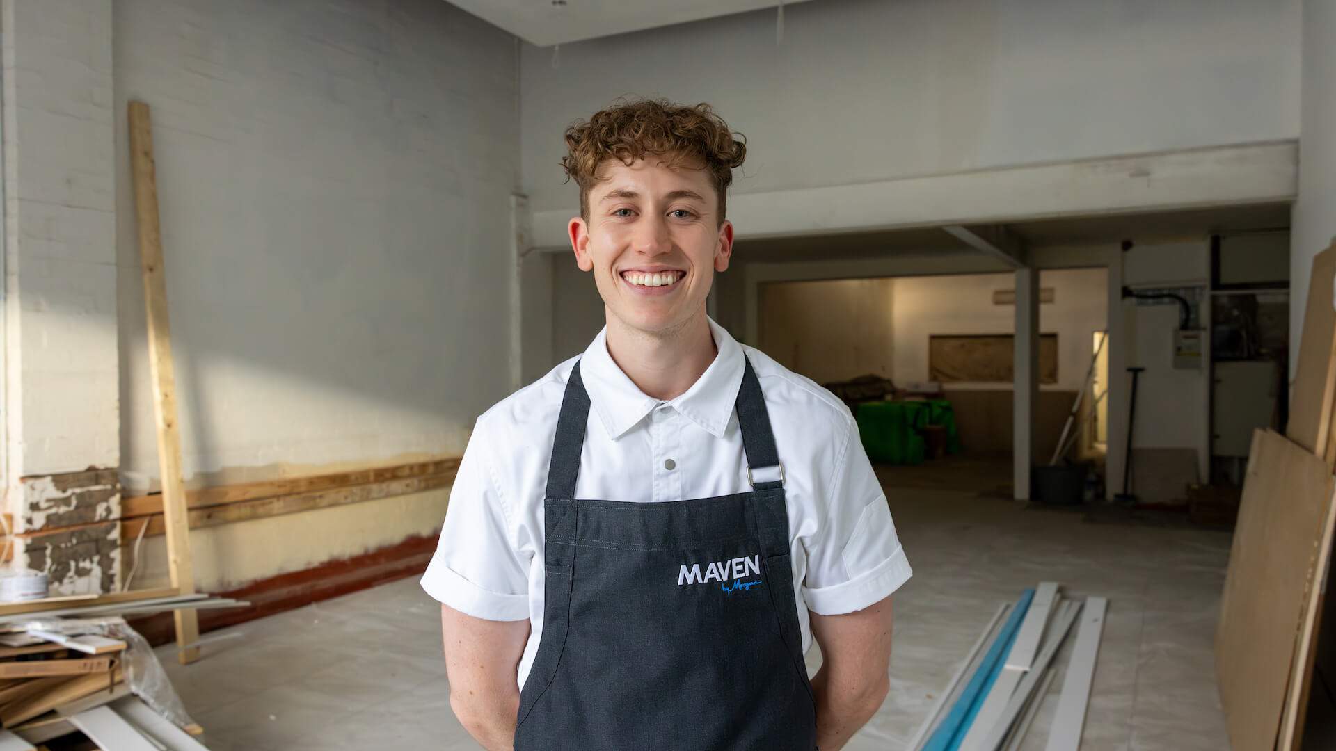 Morgan Hipworth standing in the construction site for their new restaurant Maven - in Fitzroy Melbourne. Dessert Masters