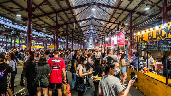 Food stalls at Queen Victoria Market - Summer Night Market.