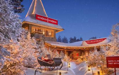 Background image for Ho, Ho, Holidays: Santa's Supremely Festive Cabin in Finland Is Available to Book on Airbnb for Free